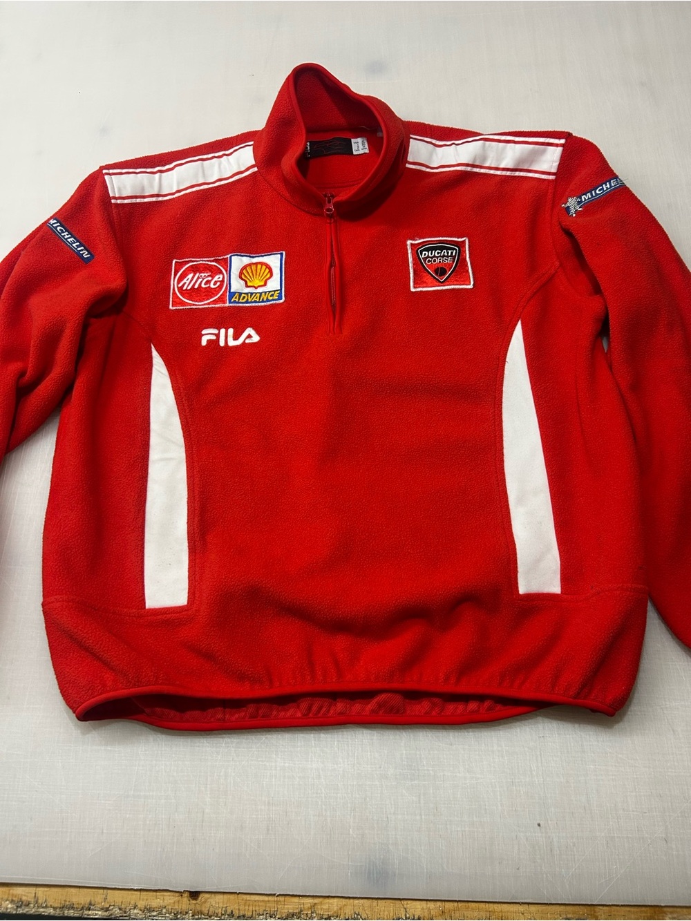 VINTAGE FILA x Ducati Orange Red Half-Zip Racing Fleece Sweater
